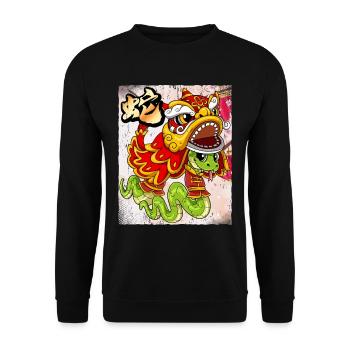 Year of the Serpent Lunar New Year Chinese - Unisex Sweatshirt - black - Front - Alina (178cm) & Michal (187cm)