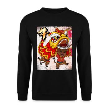 Jahr Des Ochsens Mondneujahrsfest Chinesisches - Unisex Pullover - Schwarz - Vorne - Alina (178cm) & Michal (187cm)