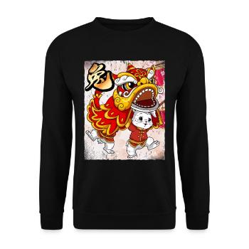 Année du Lapin Nouvel An lunaire Chinois - Sweat-shirt Unisexe - noir - Devant - Alina (178cm) & Michal (187cm)