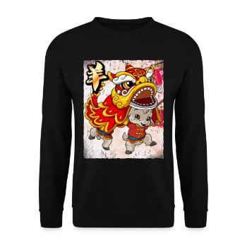 Year of the Goat Lunar New Year Chinese - Unisex Sweatshirt - black - Front - Alina (178cm) & Michal (187cm)