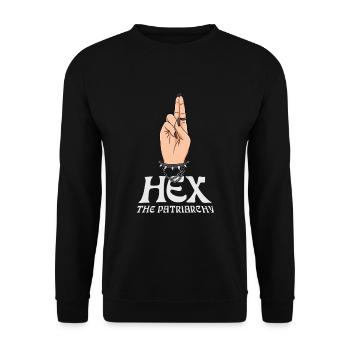 Feminismus Verhext Das Patriarchat Feministisch - Unisex Pullover - Schwarz - Vorne - Alina (178cm) & Michal (187cm)