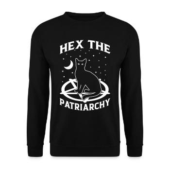 Feminismus Verhext Das Patriarchat Feministisch - Unisex Pullover - Schwarz - Vorne - Alina (178cm) & Michal (187cm)
