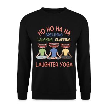 Atmen Lachen Klatschen Lachyoga - Unisex Pullover - Schwarz - Vorne - Alina (178cm) & Michal (187cm)