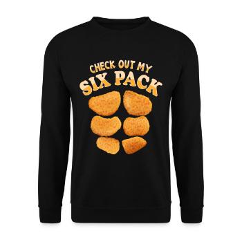 Check Out My Six Pack Chicken Nugget Lover - Unisex Sweatshirt - black - Front - Alina (178cm) & Michal (187cm)