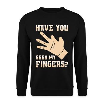 Haben Sie meine Finger gesehen? Fingeramputierter - Unisex Pullover - Schwarz - Vorne - Alina (178cm) & Michal (187cm)