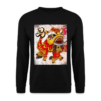Année du Cheval Nouvel An lunaire chinois - Sweat-shirt Unisexe - noir - Devant - Alina (178cm) & Michal (187cm)