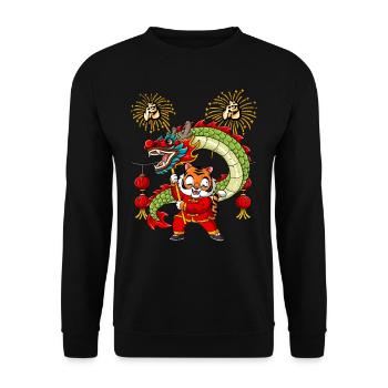 Year of the Tiger Lunar New Year Chinese - Unisex Sweatshirt - black - Front - Alina (178cm) & Michal (187cm)