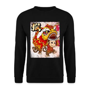 Année du Singe Nouvel An lunaire chinois - Sweat-shirt Unisexe - noir - Devant - Alina (178cm) & Michal (187cm)