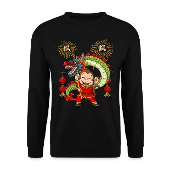Année du Singe Nouvel An lunaire chinois - Sweat-shirt Unisexe - noir - Devant - Alina (178cm) & Michal (187cm)