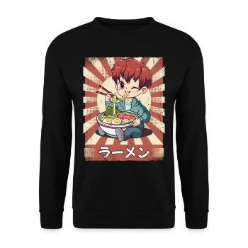 Ramen Anime Boy Noodle Soup Ramen - Sweat-shirt Unisexe - noir - Devant - Alina (178cm) & Michal (187cm)