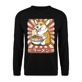 Ramen Corgi Soupe de nouilles pour chiens Ramen - Sweat-shirt Unisexe - noir - Devant - Alina (178cm) & Michal (187cm)