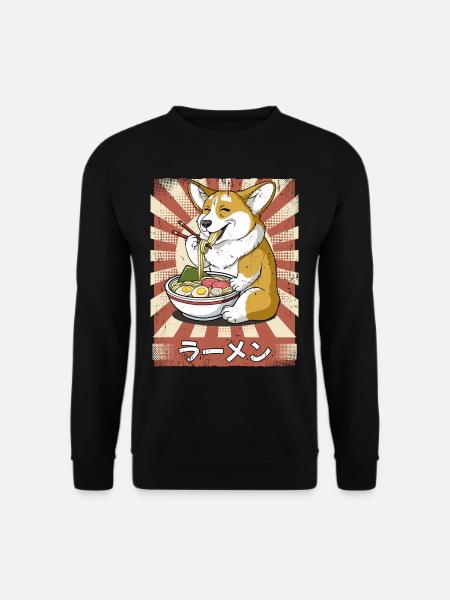Ramen Corgi Hund Nudelsuppe Ramen - Unisex Pullover - Schwarz