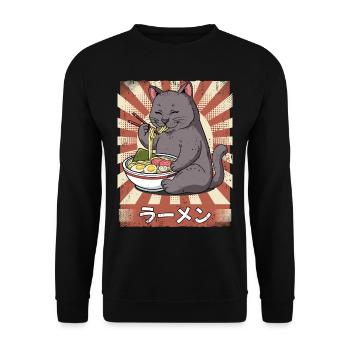 ramen cat noodle soup ramen - Unisex Sweatshirt - black - Front - Alina (178cm) & Michal (187cm)