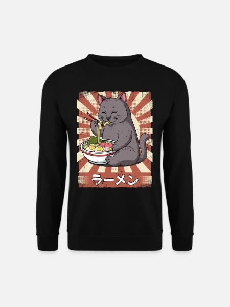 Ramen Katze Nudelsuppe Ramen - Unisex Pullover - Schwarz