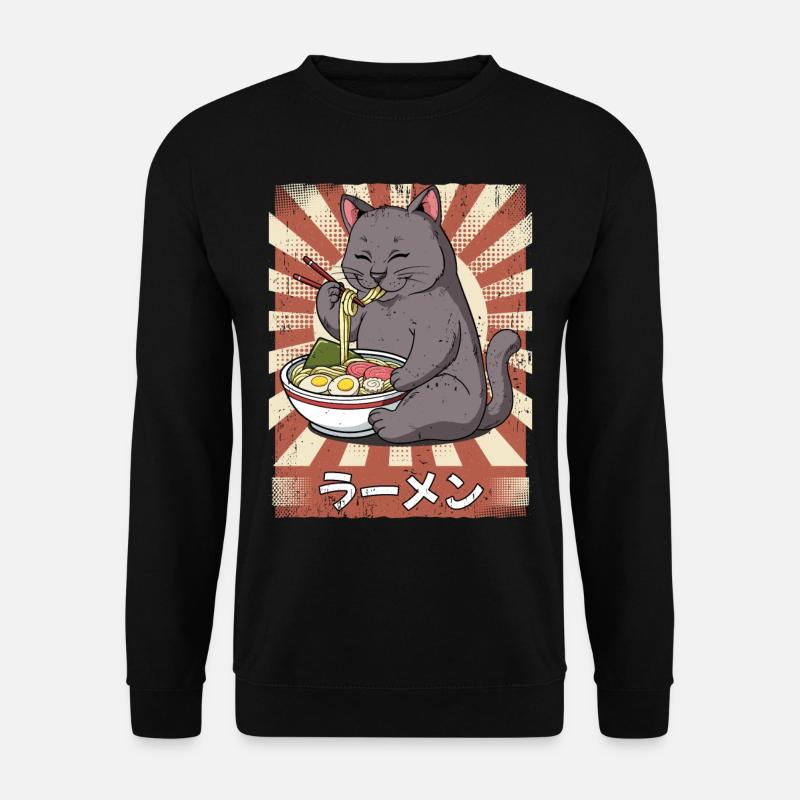 Ramen Katze Nudelsuppe Ramen - Unisex Pullover - Schwarz