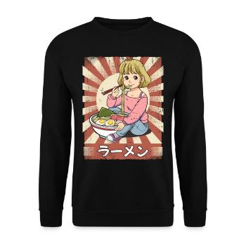 Ramen Girl Noodle Soup Ramen - Unisex Sweatshirt - black - Front - Alina (178cm) & Michal (187cm)
