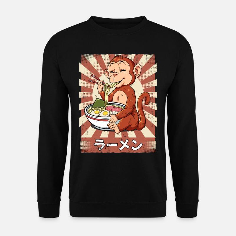 Ramen Affe Nudelsuppe Ramen - Unisex Pullover - Schwarz