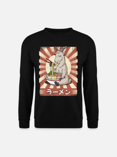 Ramen Ziege Nudelsuppe Ramen - Unisex Pullover - Schwarz