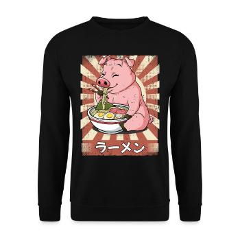 ramen pork noodle soup ramen - Unisex Sweatshirt - black - Front - Alina (178cm) & Michal (187cm)