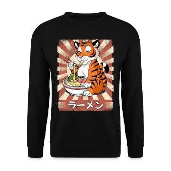 Ramen Tiger Noodle Soup Ramen - Unisex Sweatshirt - black - Front - Alina (178cm) & Michal (187cm)