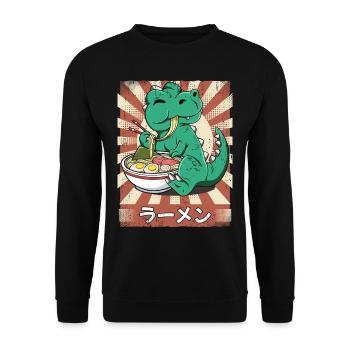 Ramen T-rex Soupe de nouilles Ramen - Sweat-shirt Unisexe - noir - Devant - Alina (178cm) & Michal (187cm)