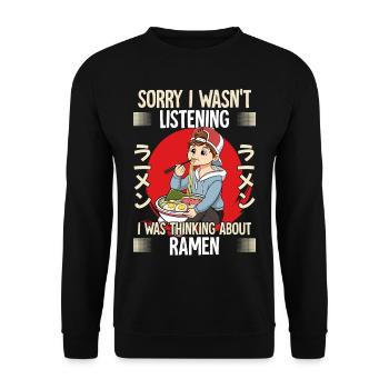 Sorry I Wasn't Listening I Was Thinking About - Unisex Pullover - Schwarz - Vorne - Alina (178cm) & Michal (187cm)