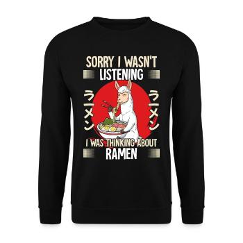 Sorry I Wasn't Listening I Was Thinking About - Unisex Pullover - Schwarz - Vorne - Alina (178cm) & Michal (187cm)
