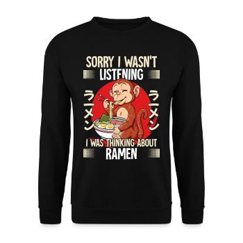 Sorry I Wasn't Listening I Was Thinking About - Unisex Sweatshirt - black - Front - Alina (178cm) & Michal (187cm)