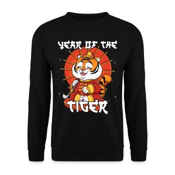 Year of the Tiger Lunar New Year Chinese - Unisex Sweatshirt - black - Front - Alina (178cm) & Michal (187cm)