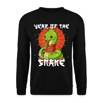 Année du Serpent Nouvel An lunaire chinois - Sweat-shirt Unisexe - noir - Devant - Alina (178cm) & Michal (187cm)