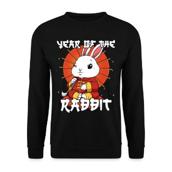 Année du Lapin Nouvel An lunaire chinois - Sweat-shirt Unisexe - noir - Devant - Alina (178cm) & Michal (187cm)