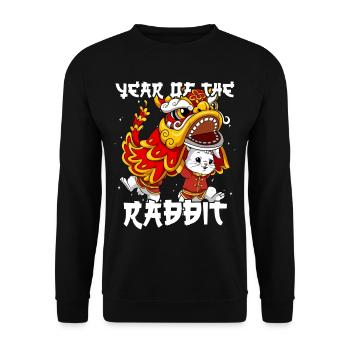 Année du Lapin Nouvel An lunaire chinois - Sweat-shirt Unisexe - noir - Devant - Alina (178cm) & Michal (187cm)