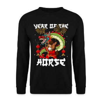 Year of the Horse Lunar New Year Chinese - Unisex Sweatshirt - black - Front - Alina (178cm) & Michal (187cm)