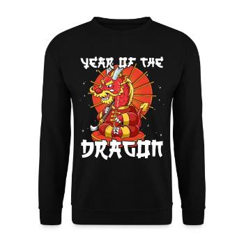 Année du Dragon Nouvel An lunaire chinois - Sweat-shirt Unisexe - noir - Devant - Alina (178cm) & Michal (187cm)