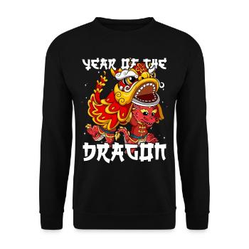 Année du Dragon Nouvel An lunaire chinois - Sweat-shirt Unisexe - noir - Devant - Alina (178cm) & Michal (187cm)