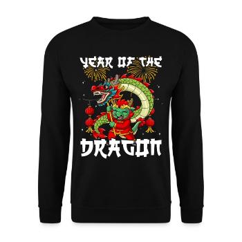 Année du Dragon Nouvel An lunaire chinois - Sweat-shirt Unisexe - noir - Devant - Alina (178cm) & Michal (187cm)