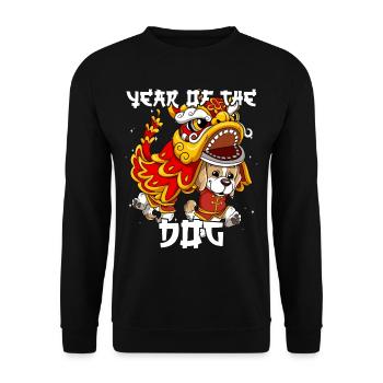 Année du Chien Nouvel An lunaire chinois - Sweat-shirt Unisexe - noir - Devant - Alina (178cm) & Michal (187cm)