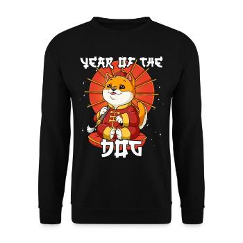 Year of the Dog Lunar New Year Chinese - Unisex Sweatshirt - black - Front - Alina (178cm) & Michal (187cm)