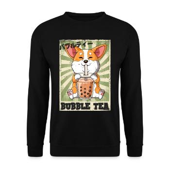 Boba Tea Corgi Dog Bubble Tea - Unisex Sweatshirt - black - Front - Alina (178cm) & Michal (187cm)