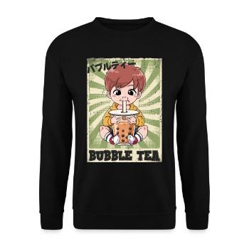 Boba Tea Junge Bubble Tea - Unisex Pullover - Schwarz - Vorne - Alina (178cm) & Michal (187cm)