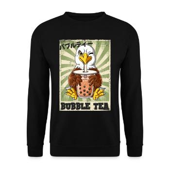 Boba Tea Adler Bubble Tea - Unisex Pullover - Schwarz - Vorne - Alina (178cm) & Michal (187cm)
