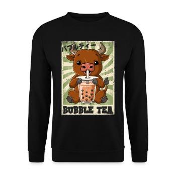 Boba Tea Ochse Bubble Tea - Unisex Pullover - Schwarz - Vorne - Alina (178cm) & Michal (187cm)