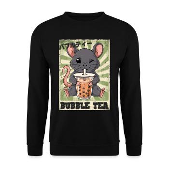 Boba Tea Ratte Bubble Tea - Unisex Pullover - Schwarz - Vorne - Alina (178cm) & Michal (187cm)