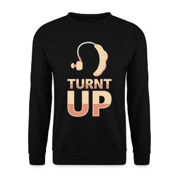 Hearing aid raises awareness for the deaf - Unisex Sweatshirt - black - Front - Alina (178cm) & Michal (187cm)