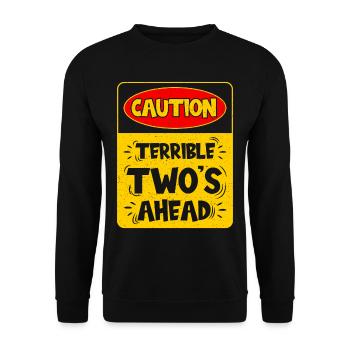 Caution: Terrible two on the way - Unisex Sweatshirt - black - Front - Alina (178cm) & Michal (187cm)