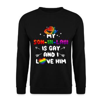 Mein Schwiegersohn ist schwul und ich liebe ihn - Unisex Pullover - Schwarz - Vorne - Alina (178cm) & Michal (187cm)