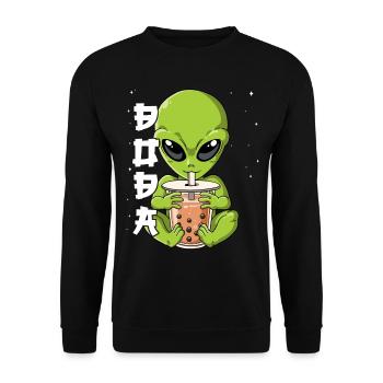 Boba Tea Alien Bubble Tea - Unisex Pullover - Schwarz - Vorne - Alina (178cm) & Michal (187cm)