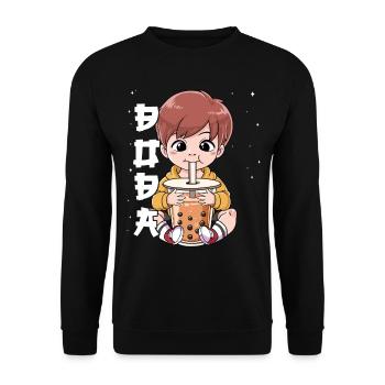Boba Tea Junge Bubble Tea - Unisex Pullover - Schwarz - Vorne - Alina (178cm) & Michal (187cm)