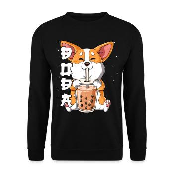Boba Tea Corgi Dog Bubble Tea - Unisex Sweatshirt - black - Front - Alina (178cm) & Michal (187cm)