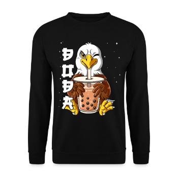 Boba Tea Adler Bubble Tea - Unisex Pullover - Schwarz - Vorne - Alina (178cm) & Michal (187cm)